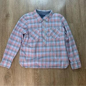 Women’s Plaid Popover Shirt - Red & Blue size XL
